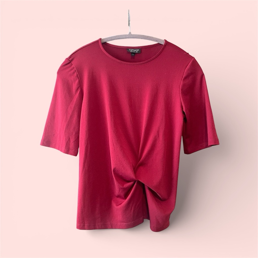 Topshop Crimson Short Sleeve Twist Tee